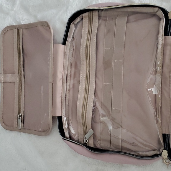 Pink Quilted Women's Cosmetic Bag - Picture 3 of 6